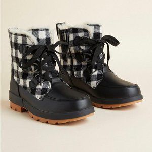 torrid Shoes Torrid Boots Wide Black White Plaid Faux Fur